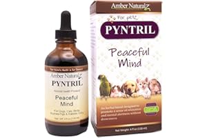 AMBER NATURALZ Pyntril Peaceful Mind Herbal Supplement for Dogs, Cats, Birds, Guinea Pigs, and Rabbits | Herbal Pet Supplement for Relaxation | 4 Fluid Ounce Glass Bottle | Manufactured in The USA