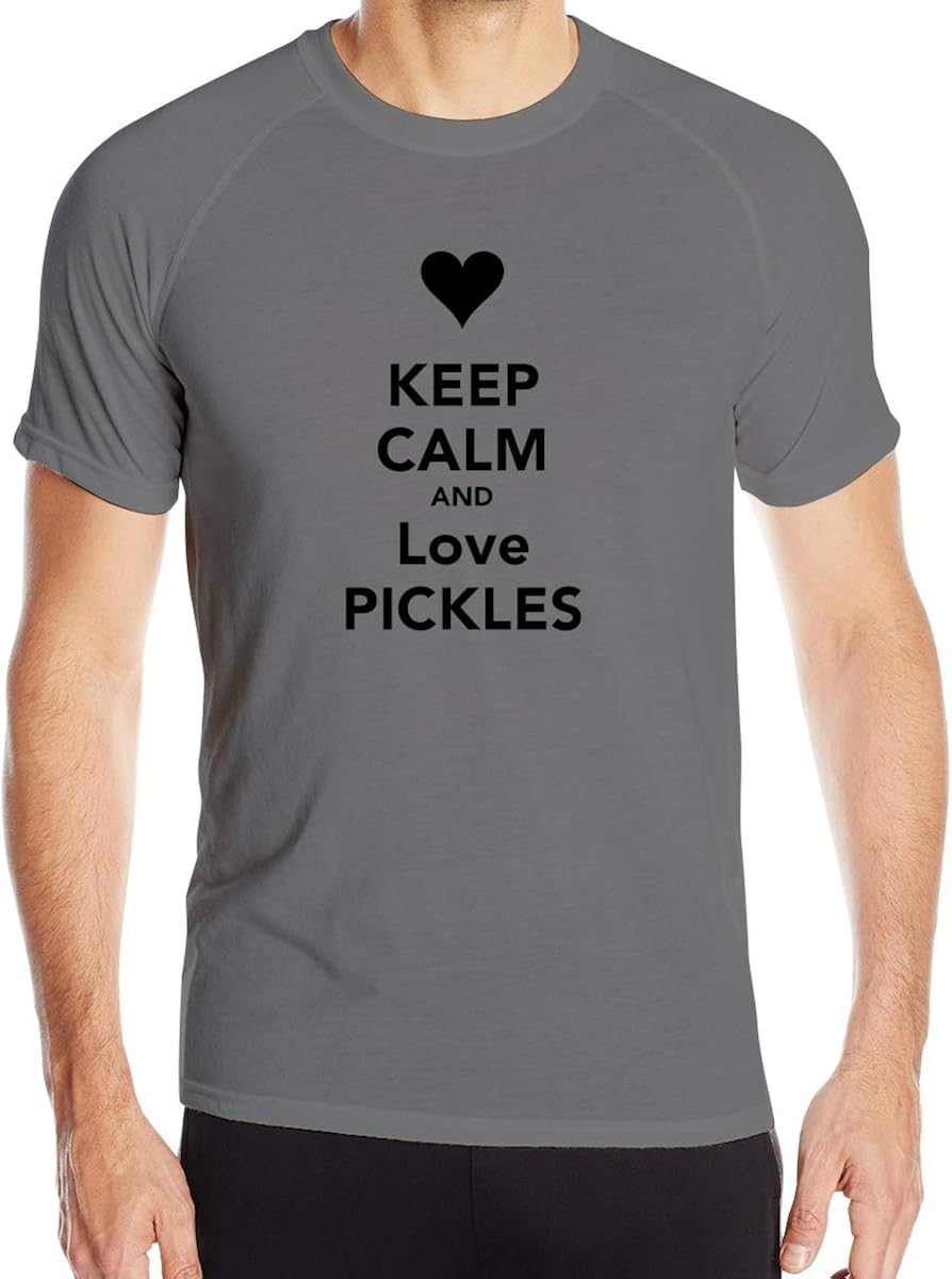 Keep Calm and Love Pickles Men's Short Sleeve Crewneck Quick Dry Athletic Casual T-Shirt at 