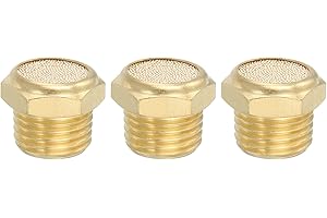 PATIKIL Brass Pneumatic Exhaust Muffler 1/4" NPT 3 Pcs Flat Sintered Air Breather Vent Filter Solenoid Valve Noise Reducer Fi