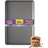 Wilton Silver Non-Stick Large Baking Sheet, Made Without PFAS, 17x11.5 in. | Non-Stick Steel Bakeware, Dishwasher Safe with 5-Year Limited Warranty, Perfect for Cookies, Roasting &amp; Sheet Pan Meals