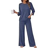 LILLUSORY Womens 2 Piece Lounge Sets Pajamas Matching Outfits 2026 3/4 Sleeve Fall Clothes Vacation Comfy Casual Sweatsuits