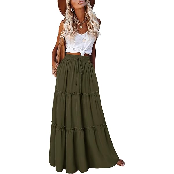 Indian Trendy Womens Chiffon Full Length Elastic Waist Retro Long