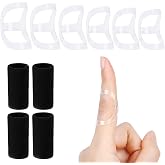 RonJea 10Pcs Clear Oval Finger Splints &amp; Sleeves Kit (Size 4,5,6,7,8,9) | 6 Graduated Trigger Finger Splint &amp; 4 Finger Sleeves, Oval Finger Brace Support For Thumb/Middle/Ring/Index/Pinky