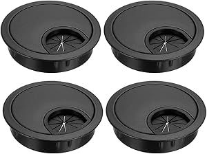 uxcell Cable Hole Cover, 2.1inch Zinc Alloy Desk Grommet for Wire Organizer, 4 Pcs (Black)