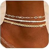 ZHESHY Gold Silver Ankle Bracelets for Women 14K Gold Plated Anklets for Women Waterproof Cuban Link Heart Chain Anklets Set Non Tarnish Dainty Layered Anklet Bracelets Summer Beach Jewelry