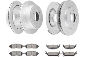 INEEDUP 6 Lugs Disc Brake Kit-Drilled & Slotted Rotors and Ceramic Pads Front & Rear For Ford For F-150 2004-2008,For Lincoln Mark LT 2006-2008