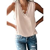BLENCOT Women Tank Tops V Neck Sleeveless Lace Blouse Casual Vest Summer Camisole Shirts