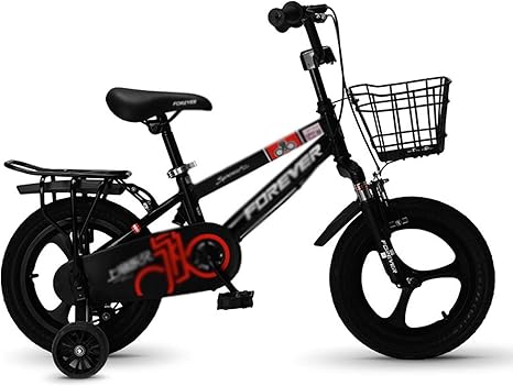 Amazon Co Jp Chunlan キッズ 自転車 ワンピースタイヤ 炭素鋼フレーム 補助輪 フレームとベル付き にとって 2 12歳の子供 赤 青 黒 Color 黒 Size 18 Inches ホーム キッチン