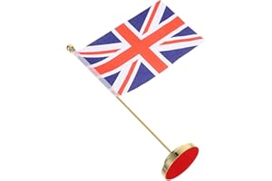 jojofuny UK Desk Flag with Space Saving Stand, Polyester and Iron Material, Elegant Design for Office