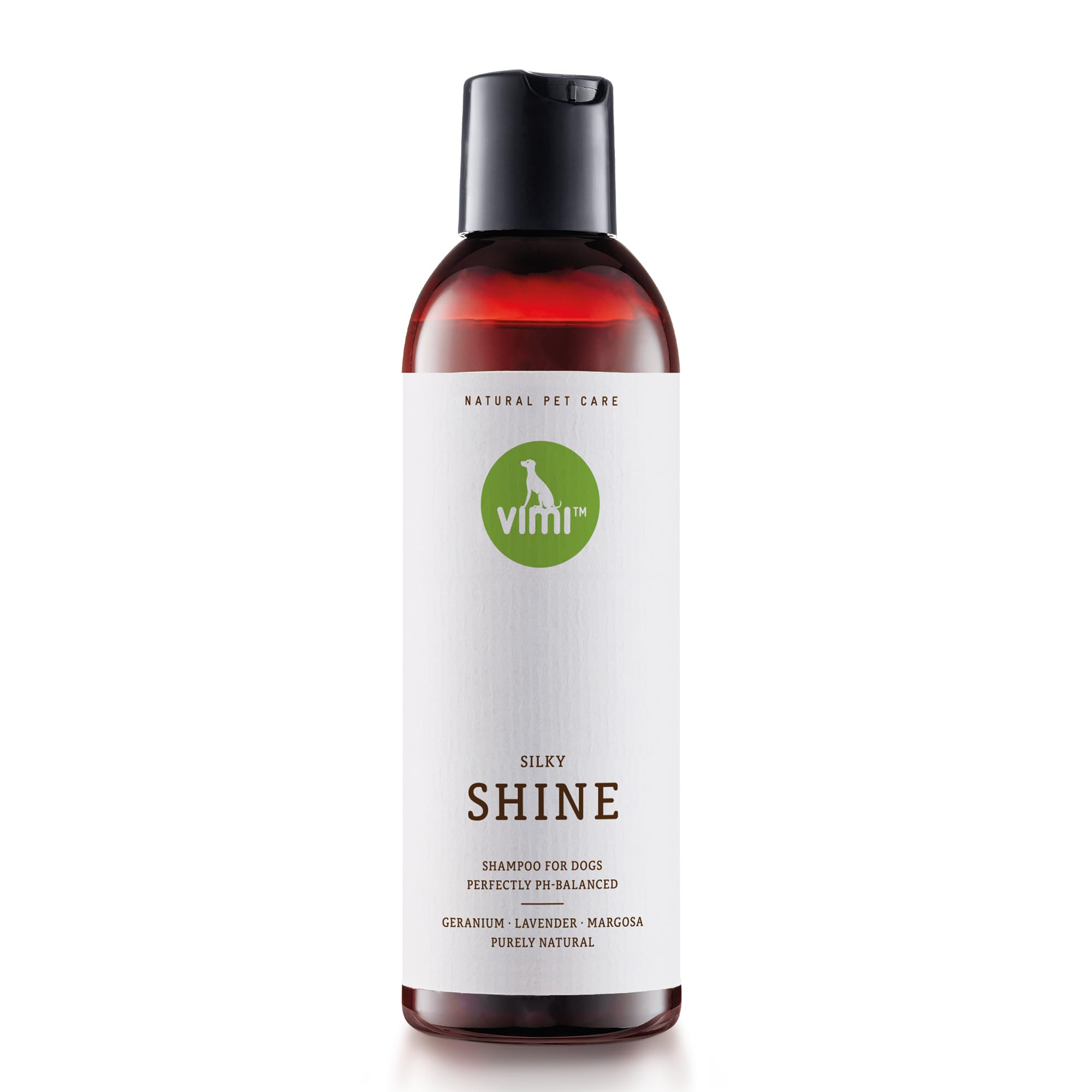 vimi Silky Shine Dog Shampoo - 250 ml - For sensitive, dry, itchy skin, natural organic shampoo, with lavender, margosa & rose geranium