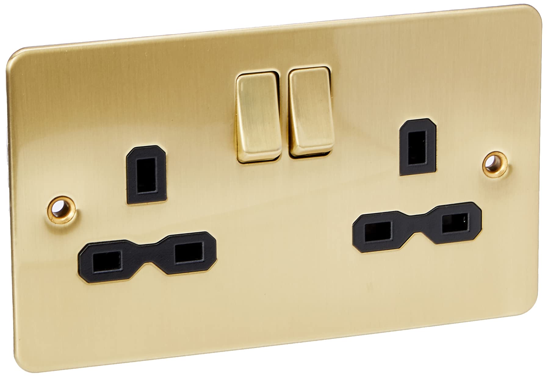 Knightsbridge FPR9000BB 13A 2G Dp Switched Flat Plate-Brushed Brass Socket, 230 V
