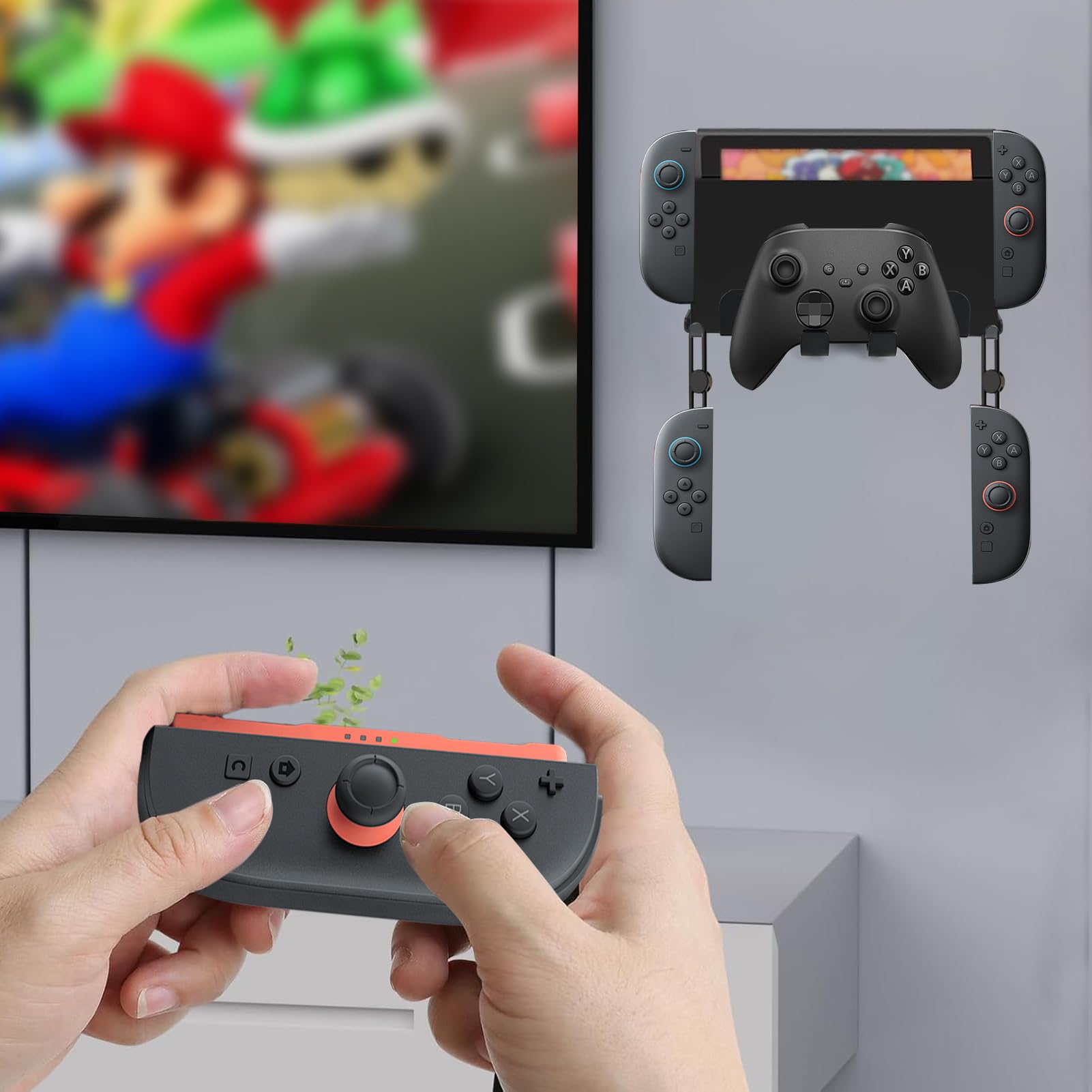 Ankey Metal Wall Mount Compatible with Nintendo Switch 2/ Switch/Switch OLED Console, Metal Wall Mount Kit Shelf Accessories Compatible with Joy-Con & Pro Controller Holder