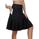 KORALHY 21" Golf Skorts with Pockets Pleated Tennis Skirts with Shorts Knee Length Skort for Athletic, Workout, Casual Wear