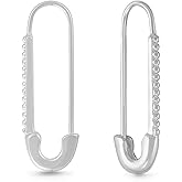 Boma Jewelry Sterling Silver Safety Pin Hoop Earrings