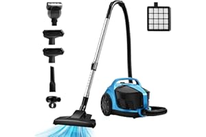 SWEEPCENT Canister Vacuum Cleaner, 30KP Bagless Vacuum Cleaner, 4.5QT Large Dust Cup, Retractable Cord, Double HEPA Filter, 6 Tools, 1600W Lightweight Canister Vacuum for Home, Pet, Hard Floors, Carpets