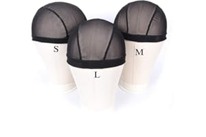 ZQIAN BEAUTY Small Mesh Dome Caps For Wigs 6 Pcs Stretch Breathable Mesh Dome Wig Cap Spandex Black Wig Caps For Making Wigs (6 Pcs, Black, S)