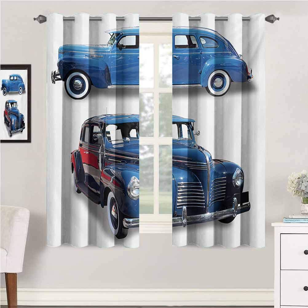 Vintage Car Nursery Infant Care Curtains Picture Of Old Antique Cars Historical Automobile Nostalgic In Vintage Style Blackout Curtains For Kids Room 55 X 40 Blue Red Baby Amazon Com