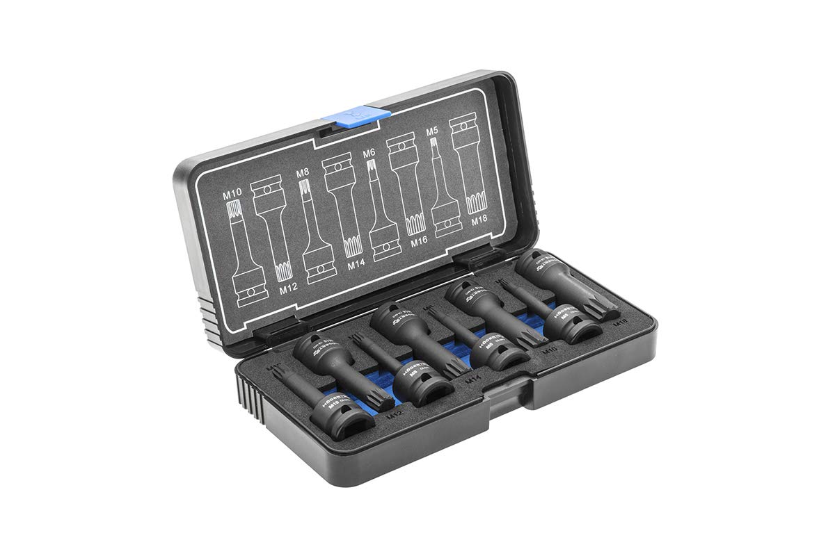 Impact Socket Spline 1/2 Inch CrMo Set of 8