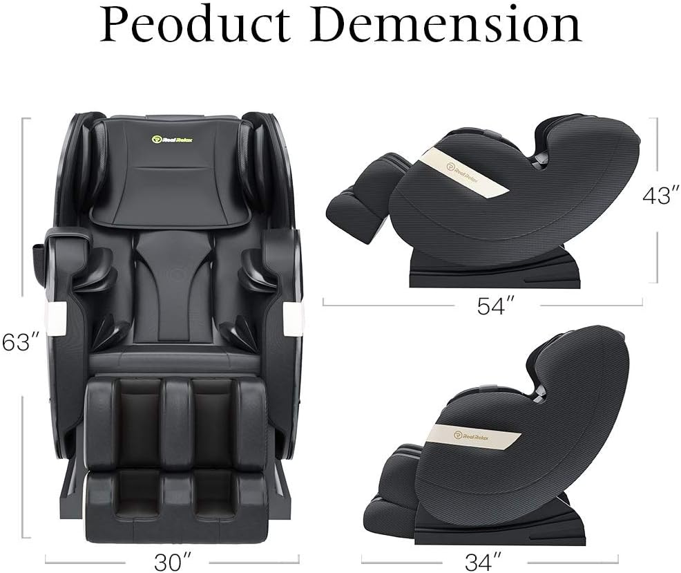 Real Relax 2020 Massage Chair, Full Body Zero Gravity Shiatsu Recliner with Bluetooth and Led Light, Black: Kitchen & Dining