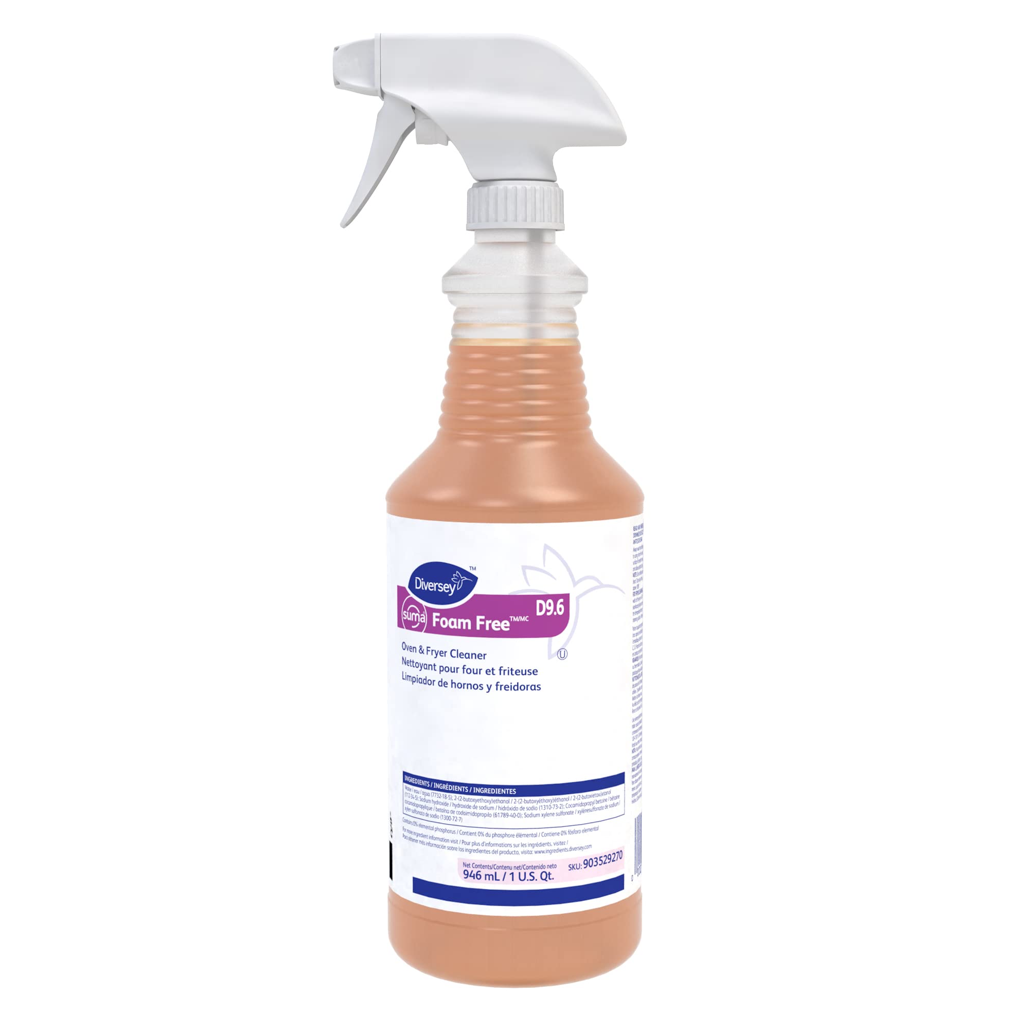 Diversey 903529270 Suma Foam Free Liquid Oven & Fryer Cleaner, Degreaser for Oven, Grill & Range Hood, Ready-to-Use Spray, 32-Ounce (Pack of 12)