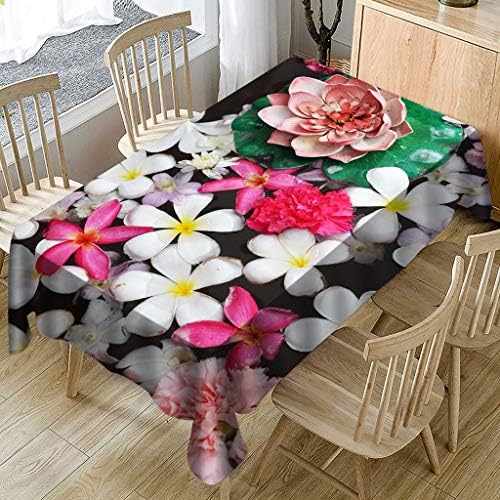 MObast Tablecloth Colorful Flowers Rectangular Cotton Linen Dining Table Cloth Table Cover, Simple Elegant Washable Multi-purpose for Kitchen Decoration, Dining Room, Picnic Courtyard, Cafe, Party