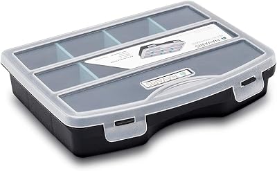 Navaris Plastic Storage Box - Stackable Organizer with Adjustable Dividers