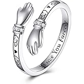 VONALA Cat/Dog Open Ring S925 Sterling Silver Adjustable Wrap Ring Heart Pink Ziron Jewelry Gifts for Women