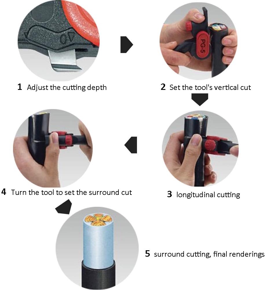 Ratchet Wheel Type Stripper,Cable Knife PG-5 Cable Stripper for 25mm Comm/PVC/LV Cable Stripping Tool - Image 4