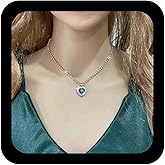 Ximdble Vintage Crystal Ruby Heart Pendant Necklace Boho Heart Love Necklace Rhinestone Tennis Chain Necklace Ruby Red Love Choker Necklace for Women