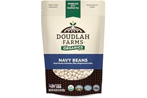 Organic Navy Beans 1 lb - Non-GMO, USDA Organic, Tested Clean Certified, Vegan - Rich in Fiber & Protein for Soups, Burritos, Salads & Chili - Grown In USA, Farmed From Regenerative Soil by Doudlah Farms