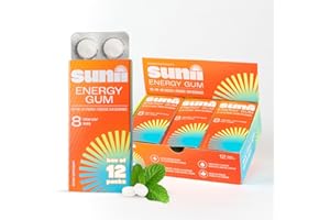 Sunii - Energy Gum - Quick Boost Energy & Focus - 50mg Caffeine Gum, Fresh Mint Taste - Vitamins B6 & B5, Taurine, Vegan, No 
