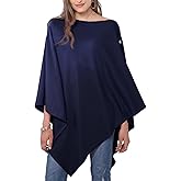 MissShorthair Versatile Women's Poncho Shawl Wrap Soft Lightweight Knitted Cape Scarf for Spring Summer Fall Winter