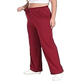 Cheapestbuy Women's Plus Size Casual Pants Comfy Wide Leg Pants Stretchy Loose Fit Lounge Pants with Pockets