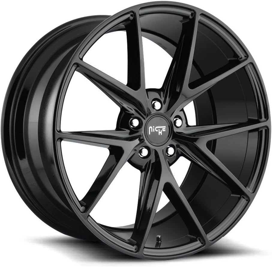 20" Inch Niche Misano Gloss Black Wheels Rims Only | Set of 4 | Includes Free Wheel Club LA T-Shirt | Fits Audi Mercedes BMW Infiniti Dodge Cadillac Chevy Ford Lexus Nissan Hyundai