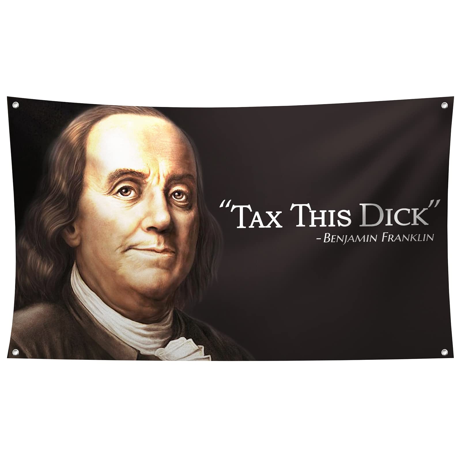 “Tax this dick” Funny Flag For Room UV Resistance Quote Banner with Grommets Durable Meme Wall Flags for Decor Dorm Parties Gift Tailgates Mariiearly (3x5 Feet) (Portrait)… (Black)