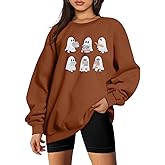 UNIQUEONE Halloween Sweatshirts for Women Ghost Reading Books Sweater Cute Spooky Bookish Shirt Fall Pullover Tops