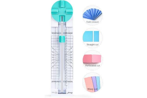 Paper Trimmer Craft Paper Cutter: 4 Style Multi-Function Scrapbooking Tool with Dial Blades of Straight,Wave,Dotted,Perforate