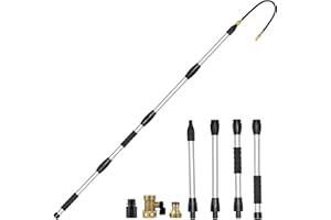 Buyplus Gutter Cleaner Tools from The Ground, Rain Gutter Cleaner Hose Attachment with Extension Poles Up to 7FT, Bendable Gutters Wand | 4 Spray Patterns, Perfect for Garden Hose