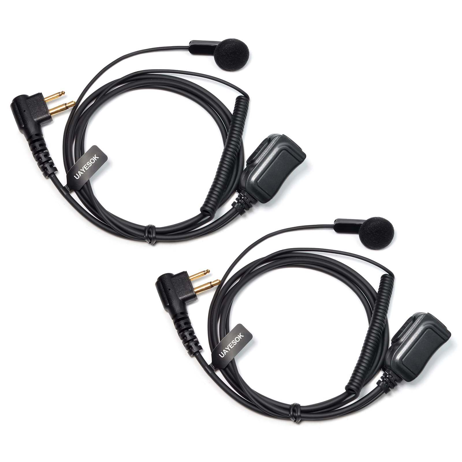 UAYESOK Radio Earpiece for Motorola DP1400 CP040 CP200 GP88 GP88 XT420 XT460 CLS1410 Hytera PD405 PD505 Midland G15 G18 Walkie Talkies, In Ear Radio Headset with PTT Mic 2 Pin Surveillance Kit (2 Pcs)