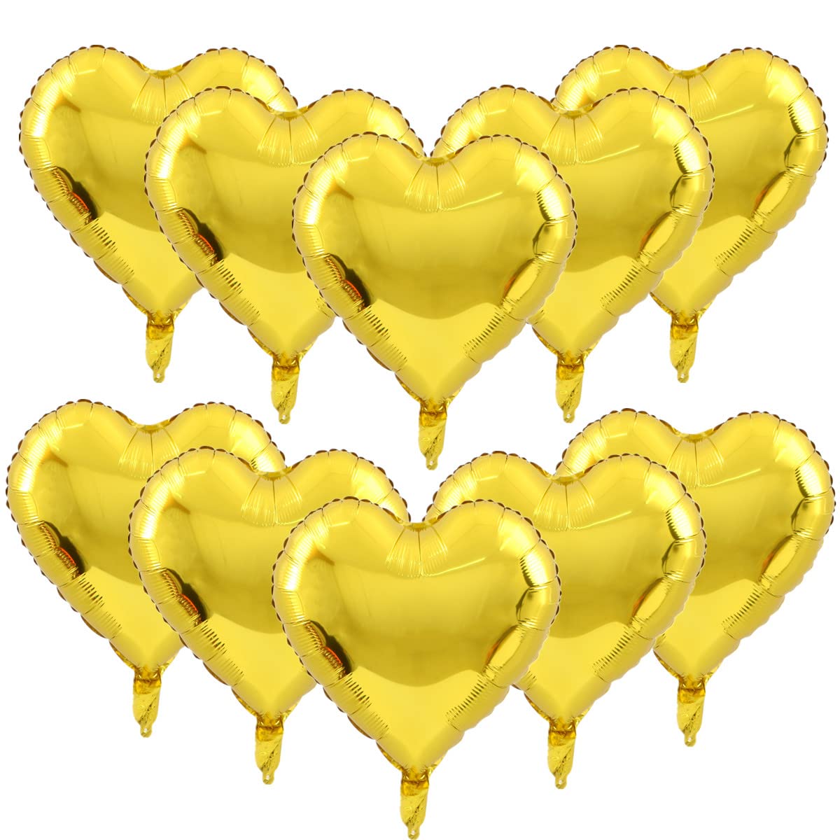 Zhiheng 10pcs Heart Balloos for Party Decoration,18inch Heart Shaped Foil Balloons for Birthday,Christmas,Graduation,Wedding Party Accessories (Gold) — image 1