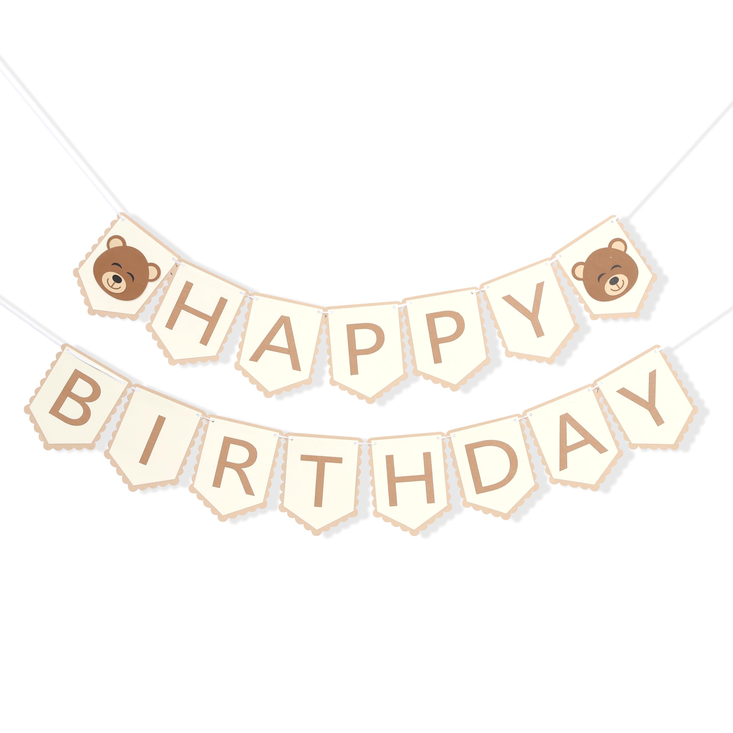 Photo 1 of Bear Happy Birthday Banner - Beary 1st Decor for Boy/Girl, Woodland Theme Cake Smash Photo Props, My Beary First Banner, Baby Shower or Party Decorations