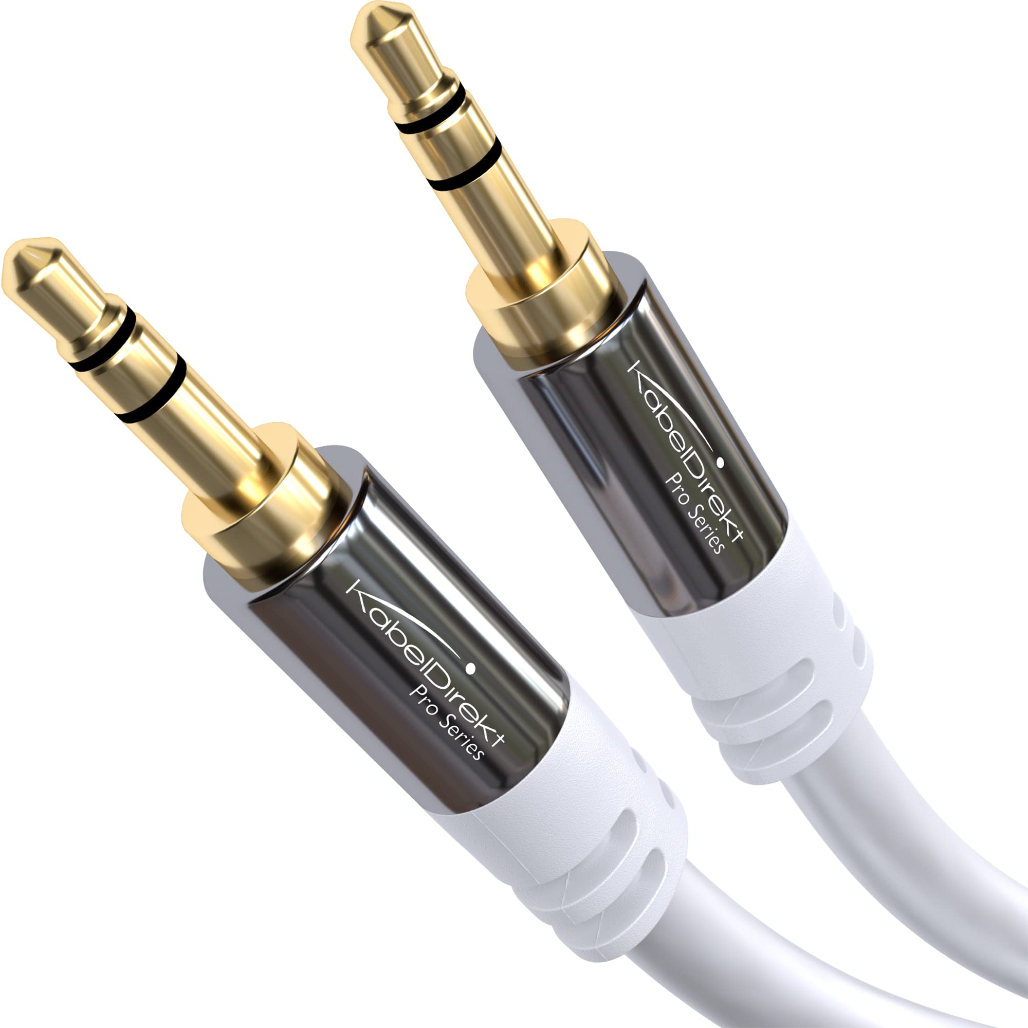 KabelDirekt – Jack Cable, 3.5mm Aux/Audio Cable – 2m – Available in 0.3m to 10m – Suitable for Headphones – Mobile Phone – PC & Laptop Audio – Car – HiFi – Stereo, white — image 1
