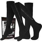 cerpite Zipper Compression Socks, 2 Pairs 15-20 mmHg Closed Toe Compression Stockings for Men Women