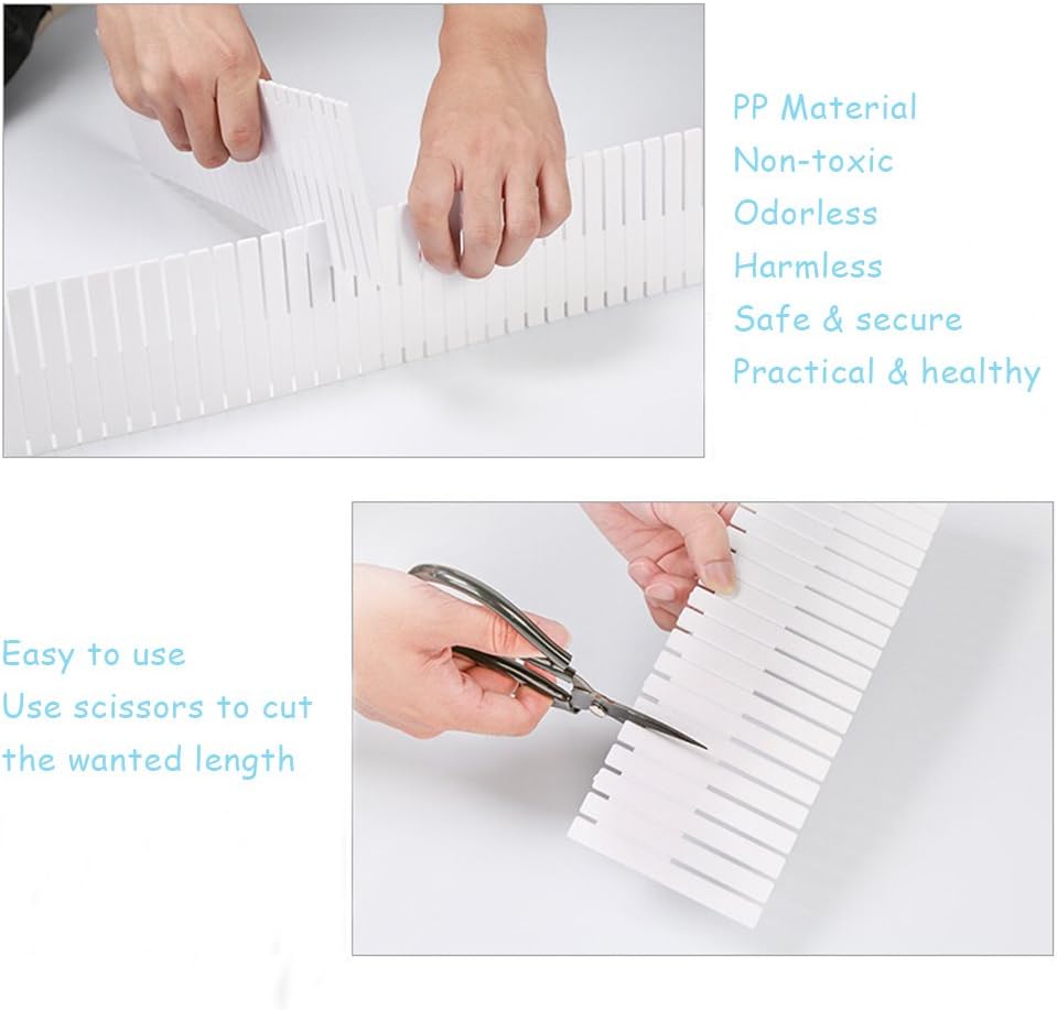 Onerbuy 8pcs Adjustable Grid Drawer Dividers DIY Plastic Closet Separator Tidy Organizer Container for Underwear Socks Belt Office Supplies (White) - Image 5