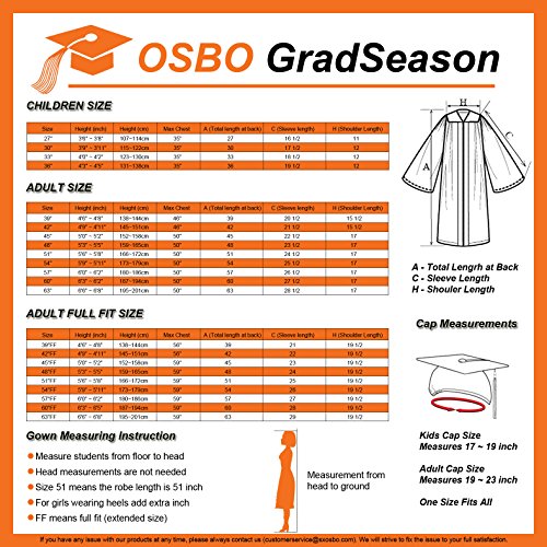 OSBO GradSeason Matte Graduation Gown Cap Tassel Set 2018 & 2019 for High School and Bachelor (Emerald, 54" FF(5'9"-5'11"))