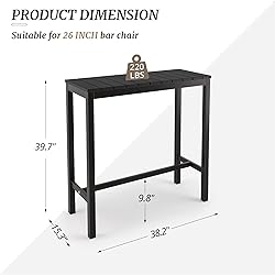 Cozyman Outdoor Bar Table, 38" Black Patio Bar