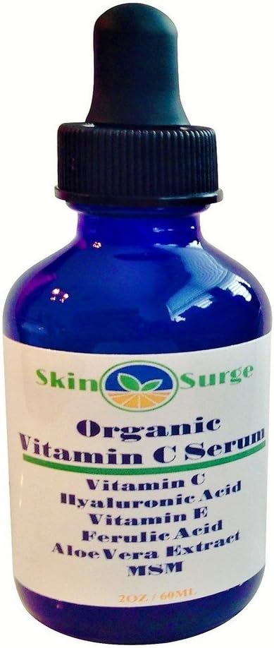 MAXIMUM STRENGTH ORGANIC, ALL NATURAL 30% VITAMIN C SERUM + HYALURONIC ACID + FERULIC ACID + VITAMIN E + MSM WITH FREE VITAMIN C CLEANSER & PORE CLEANSING PAD GREAT ANTI-AGING DARK SPOT CORRECTOR