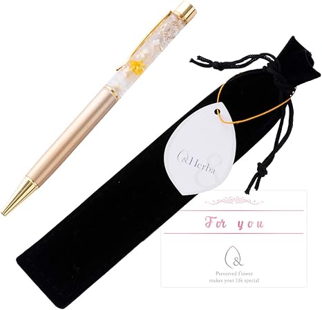 Amazon Co Jp ファンファン Herba ハーバリウム ボールペン 花 ギフト プレゼントおしゃれ ゴールド 完成品 ベロア調ペンケース For You メッセージ カード付き ホーム キッチン
