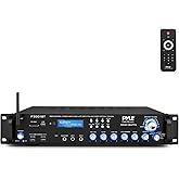 Pyle 3000W Multi-Channel Bluetooth Wireless Power Amplifier - Rack Mount - Stereo Receiver w/ FM Radio - USB/SD - Dual Mic w/ Echo - RCA - Headphone - LED Display - Cooling Fan - P3001BT