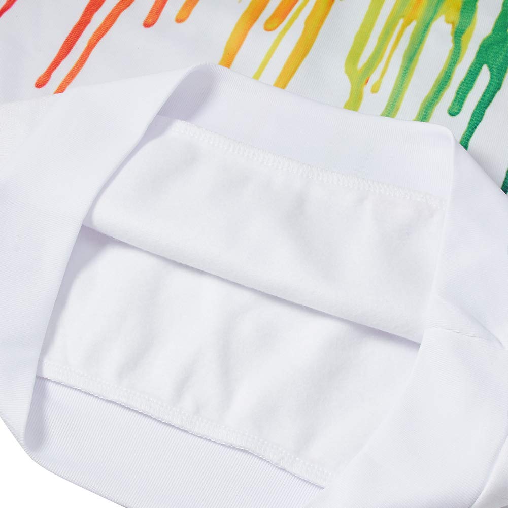 RAISEVERN Unisex Teen Girls Boys 3D Divertida Pintura Blanca impresión Manga Larga Sudaderas con Capucha Bolsillo Estudiante Sudaderas con Capucha Prendas de Vestir Exteriores 13-14T (X-Large)